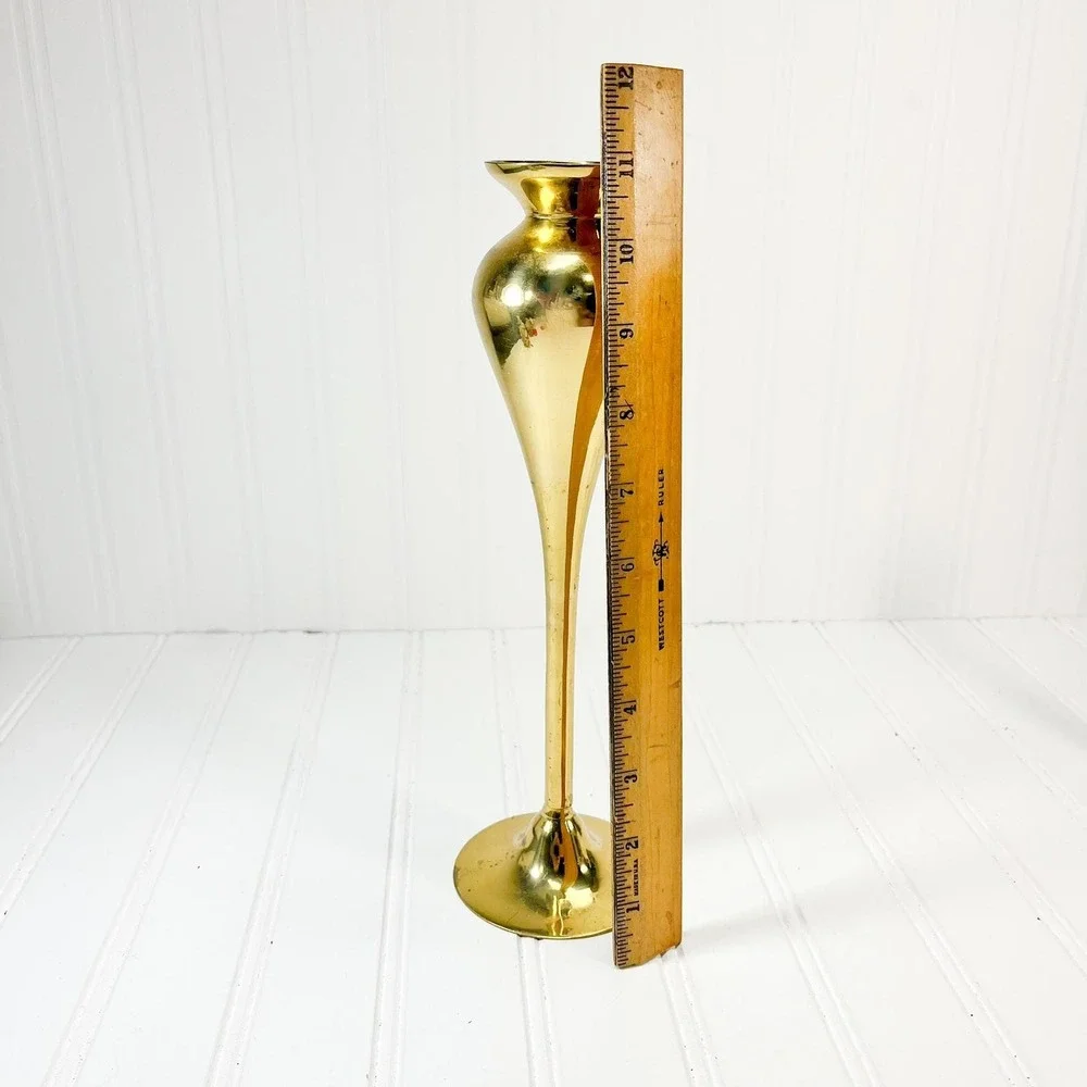 Vintage Tall Brass Vase - Made in‎ India